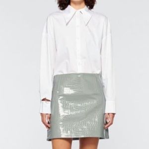 Tibi Croc Embossed Mini Skirt- Size 0 Grey